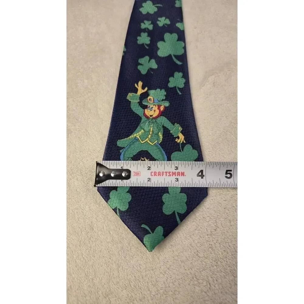Dino Romano Mens Green St Patricks Day Party Necktie Irish Leprechaun 59x4 Inch